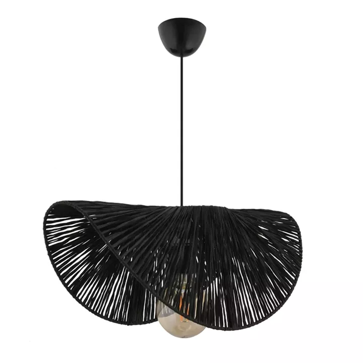 Φωτιστικό οροφής Taco Megapap E27 γιούτα μονόφωτο χρώμα μαύρο 51x36x55εκ.