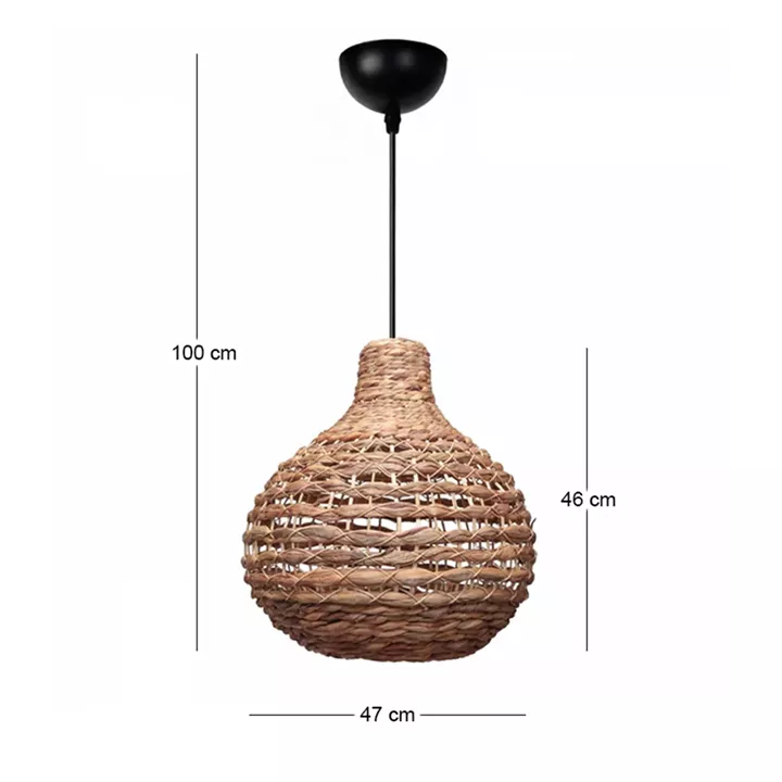 Φωτιστικό οροφής Faya Megapap E27 wicker μονόφωτο χρώμα φυσικό Ø46x100εκ.