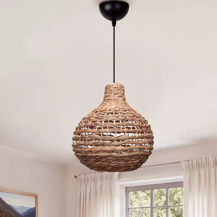 Φωτιστικό οροφής Faya Megapap E27 wicker μονόφωτο χρώμα φυσικό Ø46x100εκ.