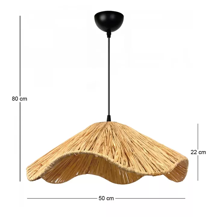 Φωτιστικό οροφής Miro Megapap E27 wicker μονόφωτο χρώμα φυσικό Ø50x100εκ.