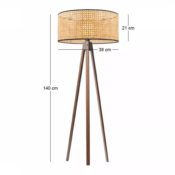 Φωτιστικό δαπέδου Rivo Megapap E27 ξύλινο - ρατάν χρώμα φυσικό Ø38x140εκ.