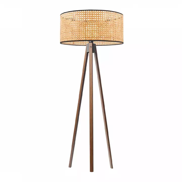 Φωτιστικό δαπέδου Rivo Megapap E27 ξύλινο - ρατάν χρώμα φυσικό Ø38x140εκ.