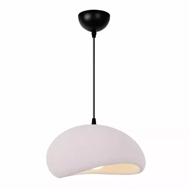 Φωτιστικό οροφής Riven Megapap E27 polyester μονόφωτο χρώμα κρεμ Ø35x80εκ.