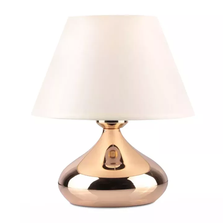 Φωτιστικό επιτραπέζιο Luvia Megapap E27 μεταλλικό - ύφασμα Pvc χρώμα χρυσό - κρεμ Ø22x25εκ.