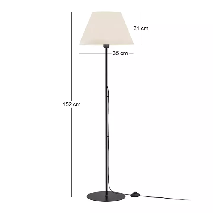 Φωτιστικό δαπέδου Vilo Megapap E27 μεταλλικό - ύφασμα Pvc χρώμα μαύρο - λευκό Ø35x152εκ.