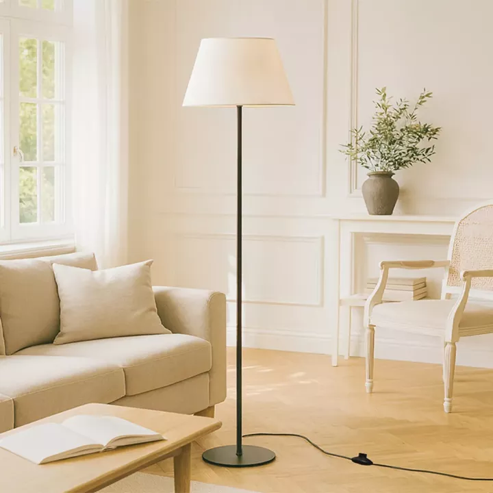 Φωτιστικό δαπέδου Vilo Megapap E27 μεταλλικό - ύφασμα Pvc χρώμα μαύρο - λευκό Ø35x152εκ.