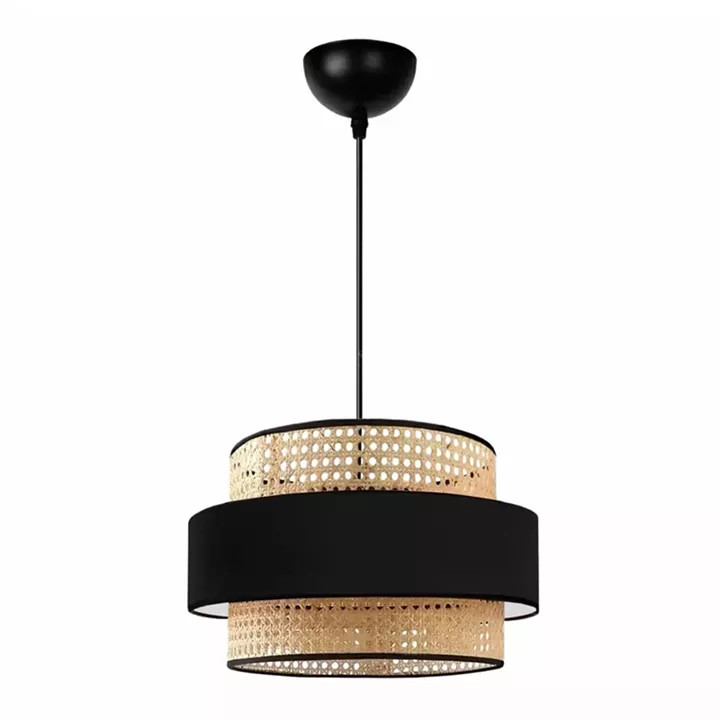 Φωτιστικό οροφής Orvia Megapap E27 ρατάν μονόφωτο χρώμα φυσικό - μαύρο Ø30x70εκ.