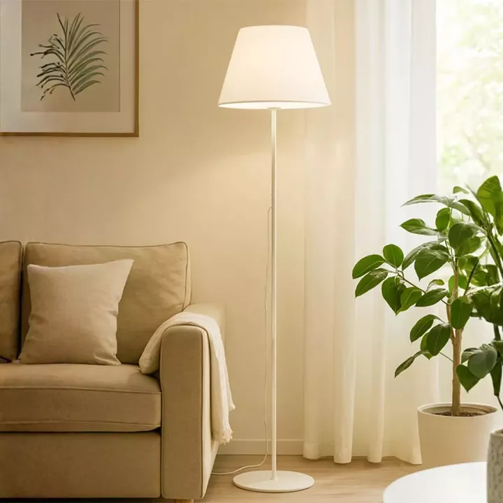 Φωτιστικό δαπέδου Vilo Megapap E27 μεταλλικό - ύφασμα Pvc χρώμα λευκό Ø35x152εκ.