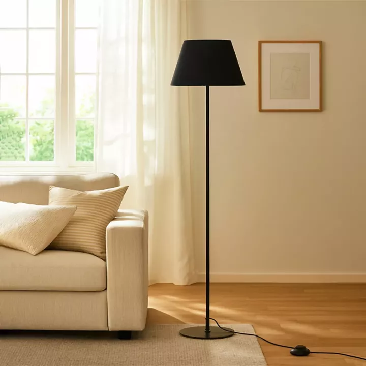 Φωτιστικό δαπέδου Vilo Megapap E27 μεταλλικό - ύφασμα Pvc χρώμα μαύρο Ø35x152εκ.