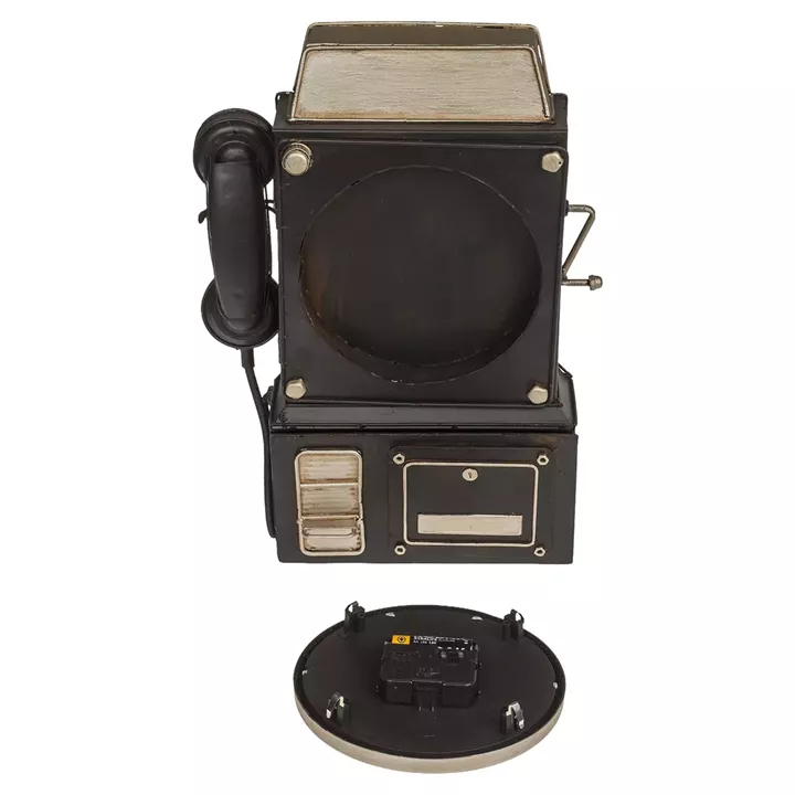 Κλειδοθήκη Τηλέφωνο 6 Θέσεων Με Ρολόι Μπρονζέ/Μαύρο Μέταλλο 26x35.5cm