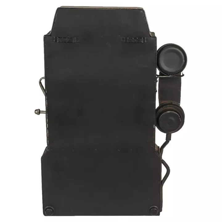 Κλειδοθήκη Τηλέφωνο 6 Θέσεων Με Ρολόι Μπρονζέ/Μαύρο Μέταλλο 26x35.5cm