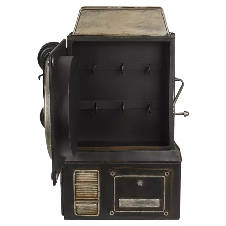 Κλειδοθήκη Τηλέφωνο 6 Θέσεων Με Ρολόι Μπρονζέ/Μαύρο Μέταλλο 26x35.5cm