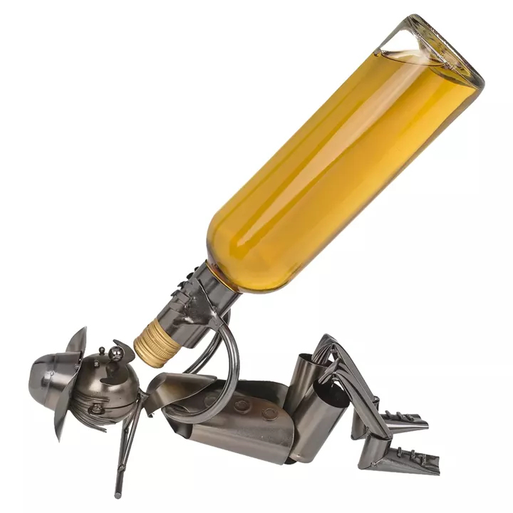 Θήκη Κρασιού Πότης Ασημί Μέταλλο 28x13x16cm