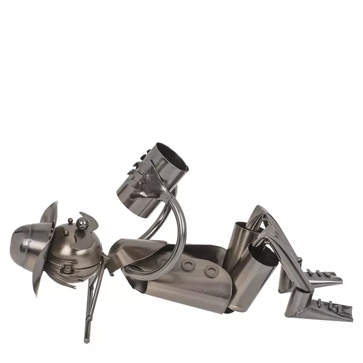 Θήκη Κρασιού Πότης Ασημί Μέταλλο 28x13x16cm