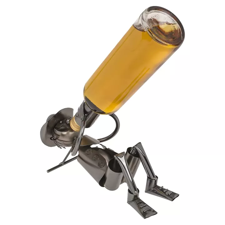 Θήκη Κρασιού Πότης Ασημί Μέταλλο 28x13x16cm