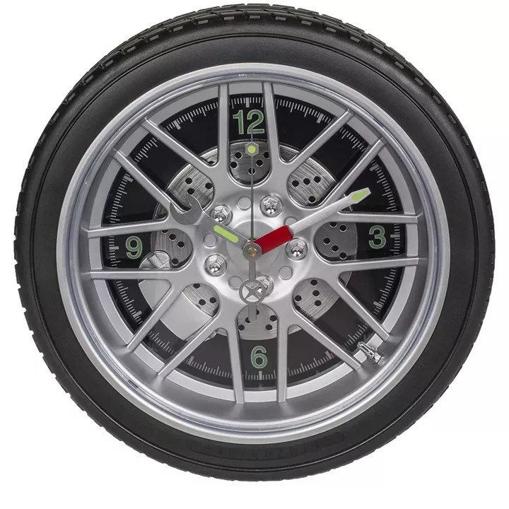 Ρολόι Τοίχου Ρόδα Αυτοκινήτου Με 16 LED Πλαστικό Φ35cm