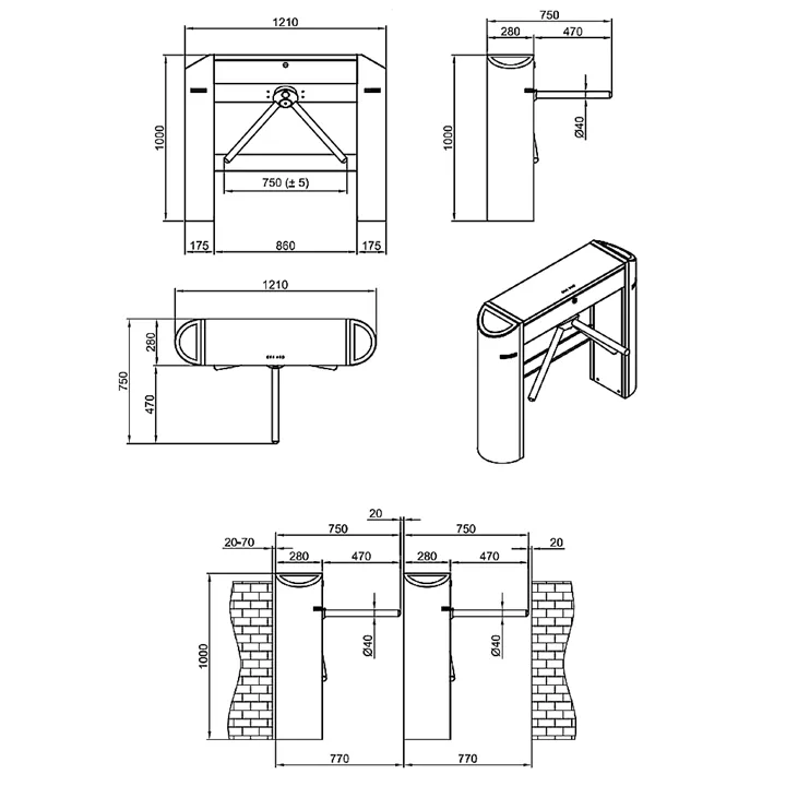 CAME 702 RN1 | Τουρνικέ 3 βραχιόνων AISI 304, 24V DC, έλεγχος πρόσβασης