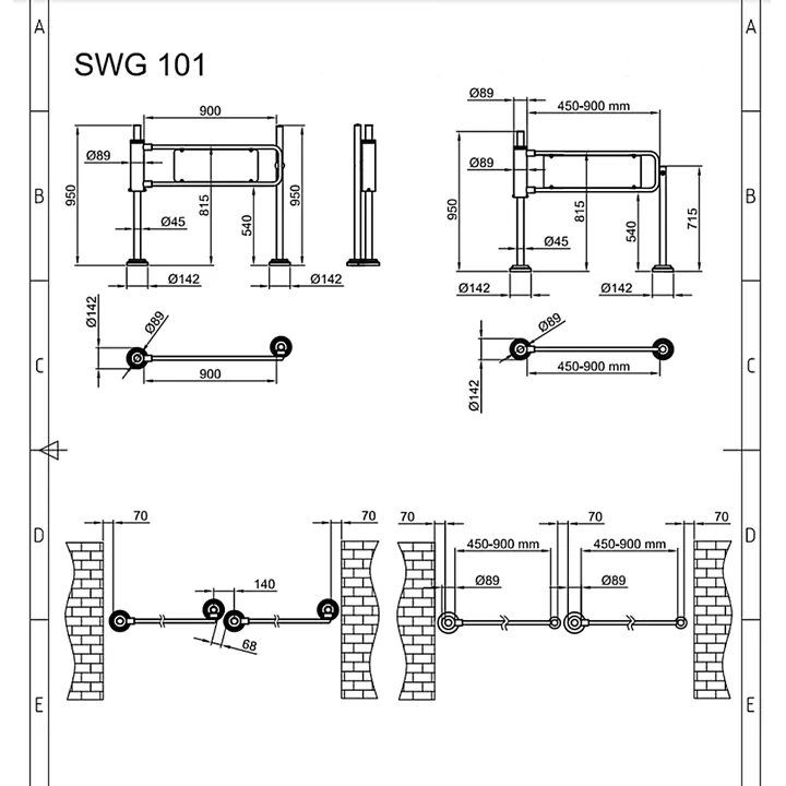 CAME SWG 101 δεξιόστροφο | Μηχανικό τουρνικέ swing gate 90°, AISI 304