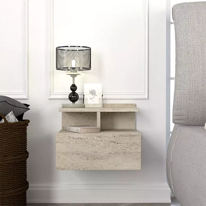 Κομοδίνο επιτοίχιο Mislina Megapap χρώμα travertine 40x33,2x32εκ.