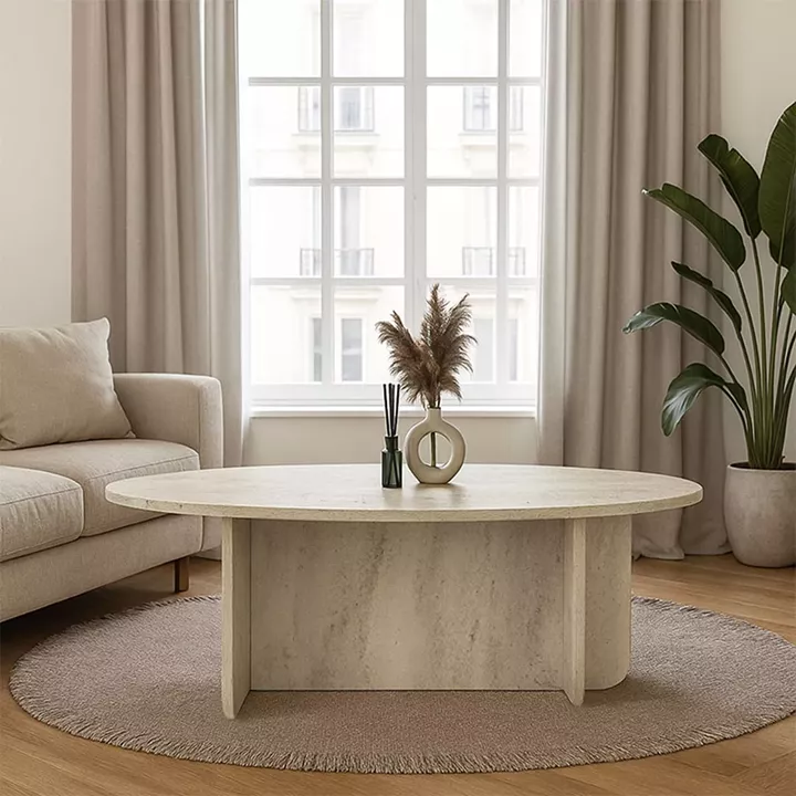 Τραπεζάκι σαλονιού Ravey Megapap χρώμα travertine 120x60x39,6εκ.