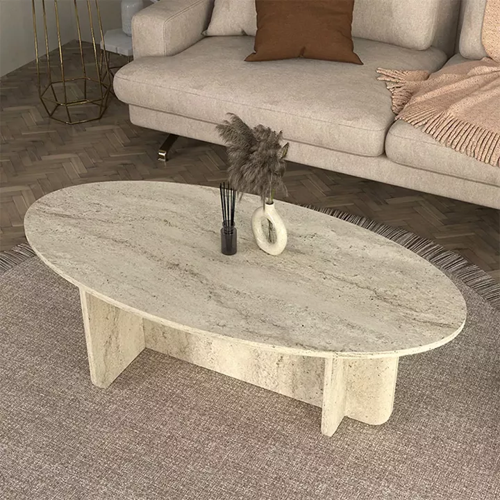 Τραπεζάκι σαλονιού Ravey Megapap χρώμα travertine 120x60x39,6εκ.