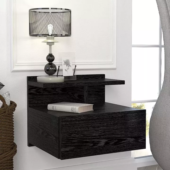 Κομοδίνο επιτοίχιο Mislina Megapap χρώμα sencron black 40x33,2x32εκ.