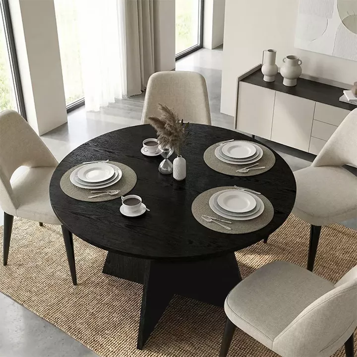 Τραπέζι Tailor Megapap χρώμα sencron black Ø120x75,7εκ.