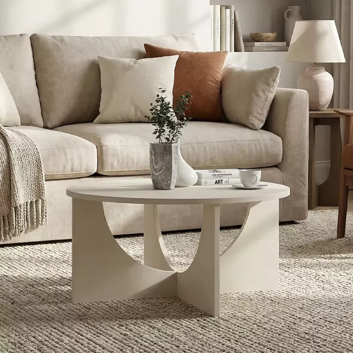 Τραπεζάκι σαλονιού Lemmar Megapap χρώμα sandstone Ø75x36,8εκ.