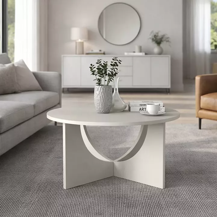 Τραπεζάκι σαλονιού Lemmar Megapap χρώμα sandstone Ø75x36,8εκ.