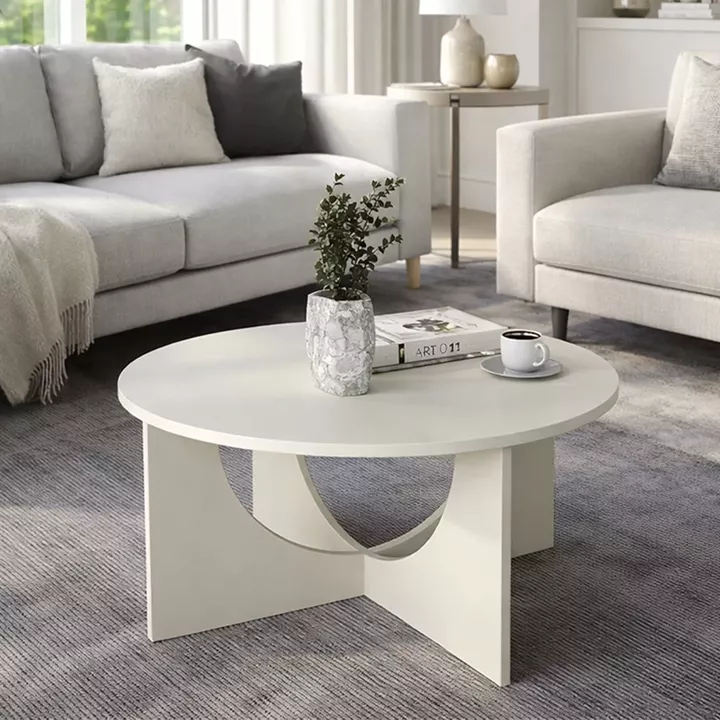 Τραπεζάκι σαλονιού Lemmar Megapap χρώμα sandstone Ø75x36,8εκ.