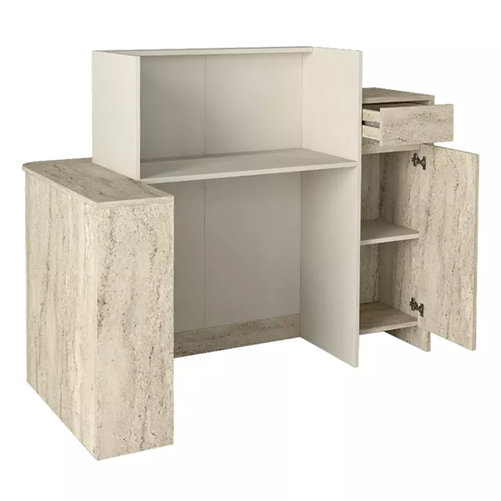 Γραφείο υποδοχής - reception Dayana Megapap με LED χρώμα travertine - sandstone 150x85,2x120εκ.