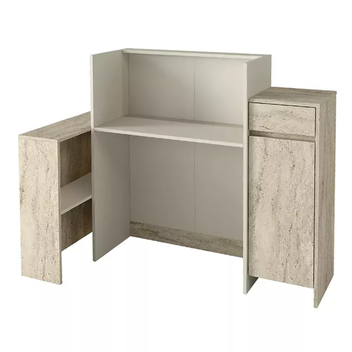 Γραφείο υποδοχής - reception Dayana Megapap με LED χρώμα travertine - sandstone 150x85,2x120εκ.