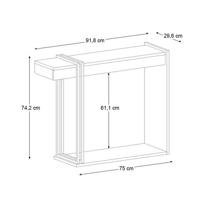 Κονσόλα Desca Megapap χρώμα travertine - sandstone - χρυσό 91,8x29,6x74,2εκ.