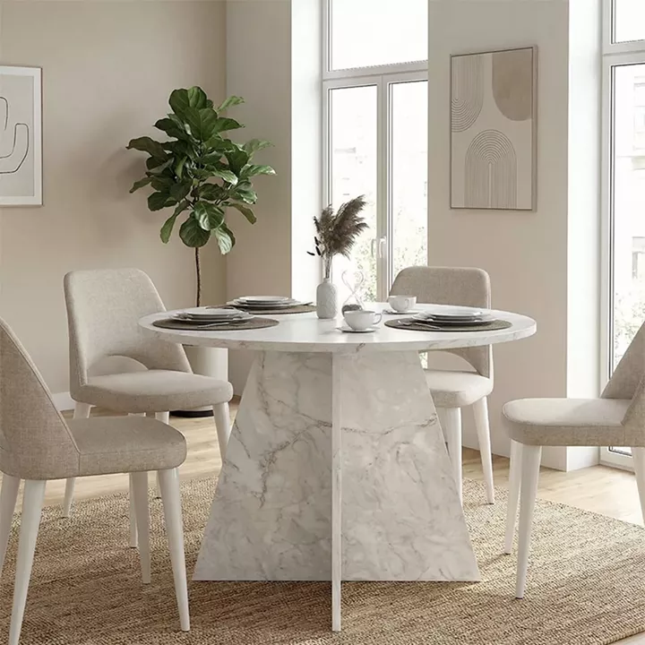 Τραπέζι Tailor Megapap χρώμα λευκό εφέ μαρμάρου Ø120x75,7εκ.