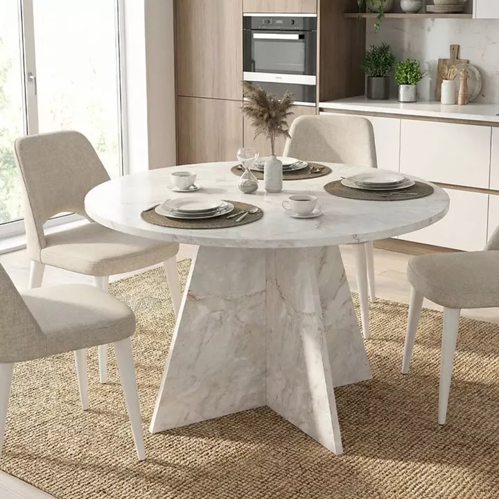 Τραπέζι Tailor Megapap χρώμα λευκό εφέ μαρμάρου Ø120x75,7εκ.