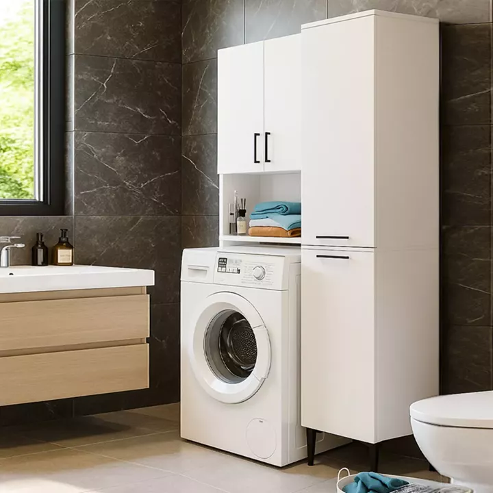 Ντουλάπι με καλάθι απλύτων Singa Megapap χρώμα λευκό 45x40x180εκ.