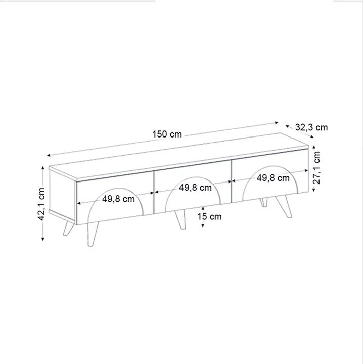 Έπιπλο τηλεόρασης Bono Megapap χρώμα λευκό - sepet oak 150x32,3x42,1εκ.