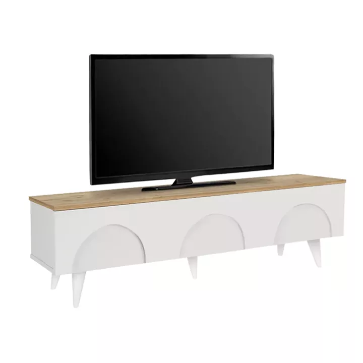 Έπιπλο τηλεόρασης Bono Megapap χρώμα λευκό - sepet oak 150x32,3x42,1εκ.