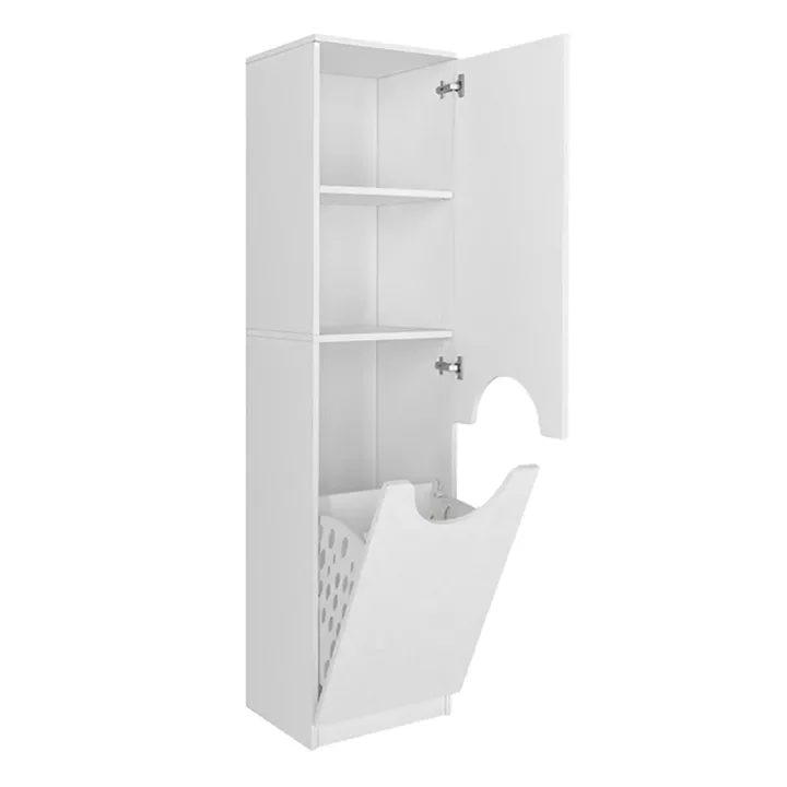 Ντουλάπι με καλάθι απλύτων Verga Megapap χρώμα λευκό 45x40x180εκ.