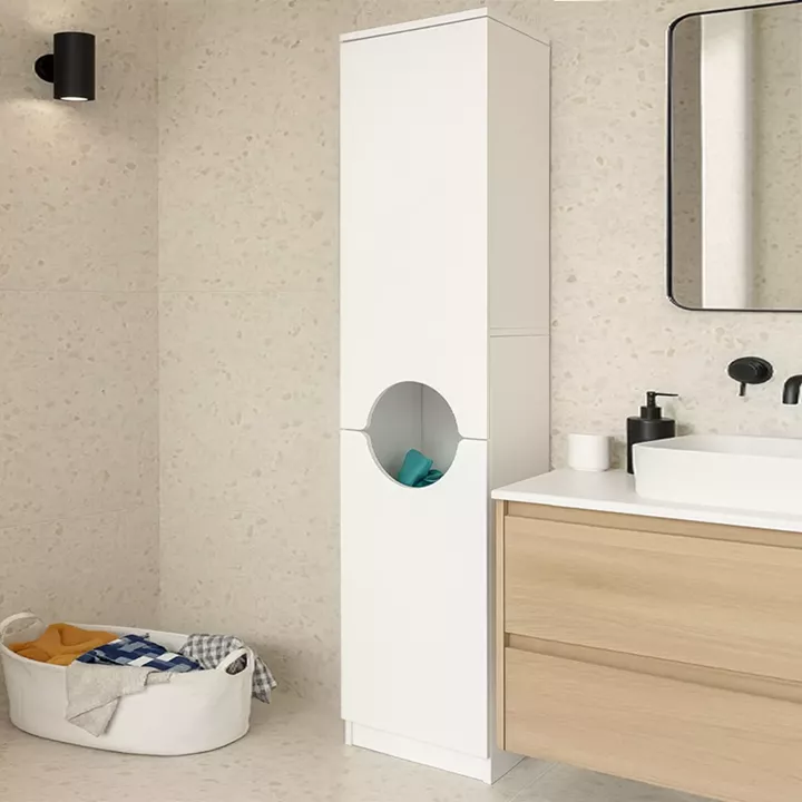 Ντουλάπι με καλάθι απλύτων Verga Megapap χρώμα λευκό 45x40x180εκ.