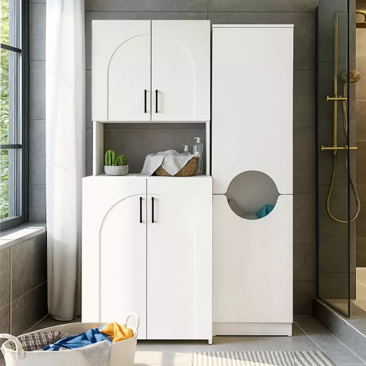 Ντουλάπι με καλάθι απλύτων Verga Megapap χρώμα λευκό 45x40x180εκ.