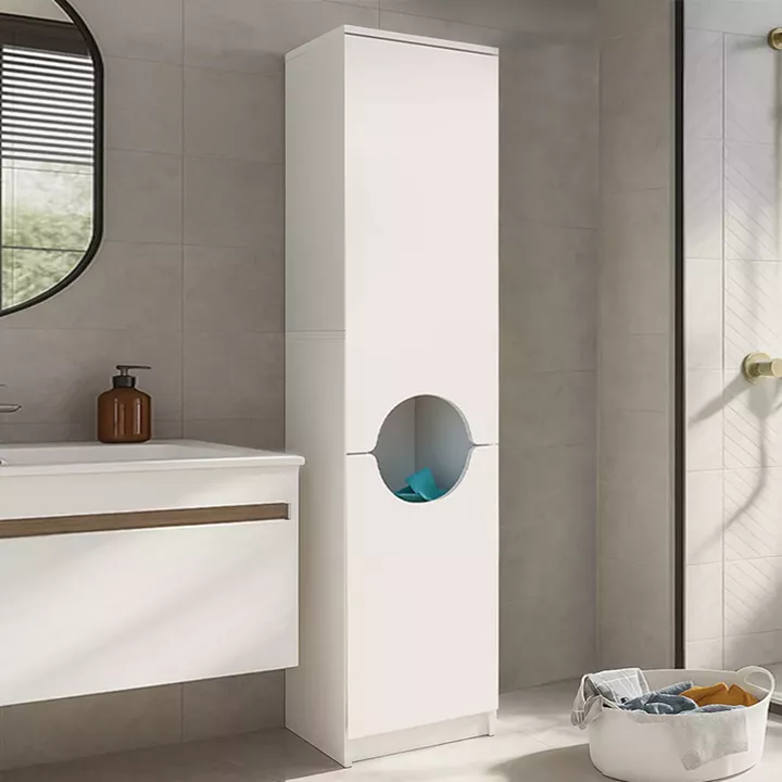 Ντουλάπι με καλάθι απλύτων Verga Megapap χρώμα λευκό 45x40x180εκ.