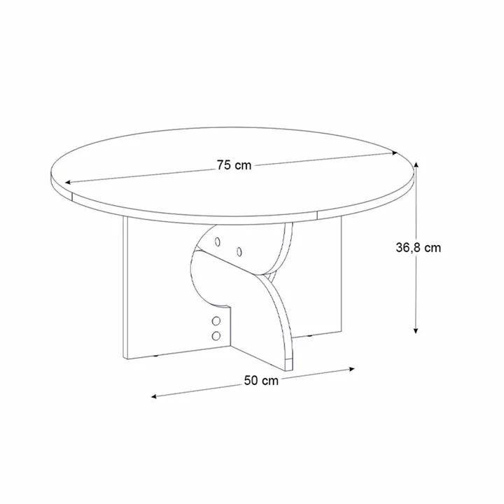 Τραπεζάκι σαλονιού Mara Megapap χρώμα travertine Ø75x36,8εκ.