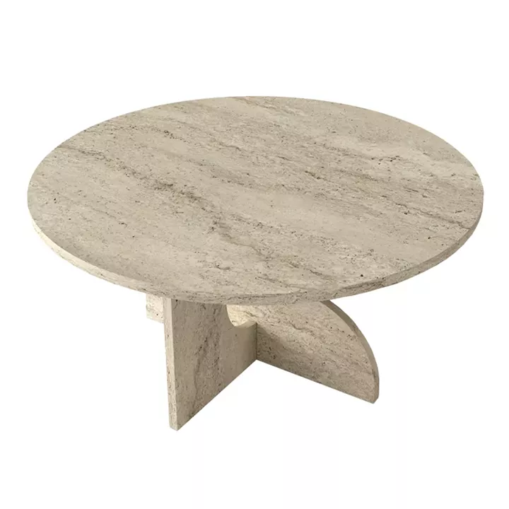 Τραπεζάκι σαλονιού Mara Megapap χρώμα travertine Ø75x36,8εκ.