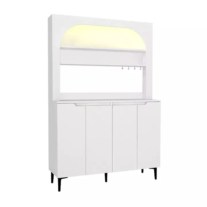 Έπιπλο κουζίνας με LED Melinta 4 Megapap χρώμα λευκό 120x40x181,8εκ.