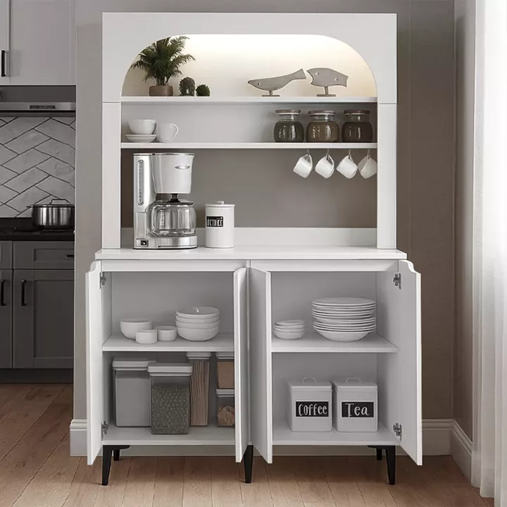 Έπιπλο κουζίνας με LED Melinta 4 Megapap χρώμα λευκό 120x40x181,8εκ.