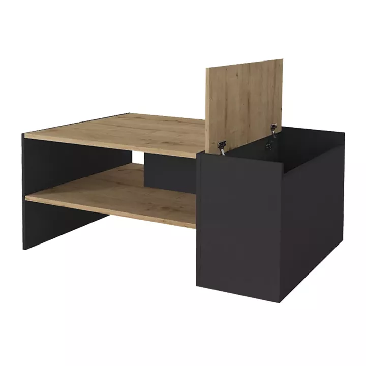 Τραπεζάκι σαλονιού Izia Megapap χρώμα sapphire oak - ανθρακί 110x60x45εκ.