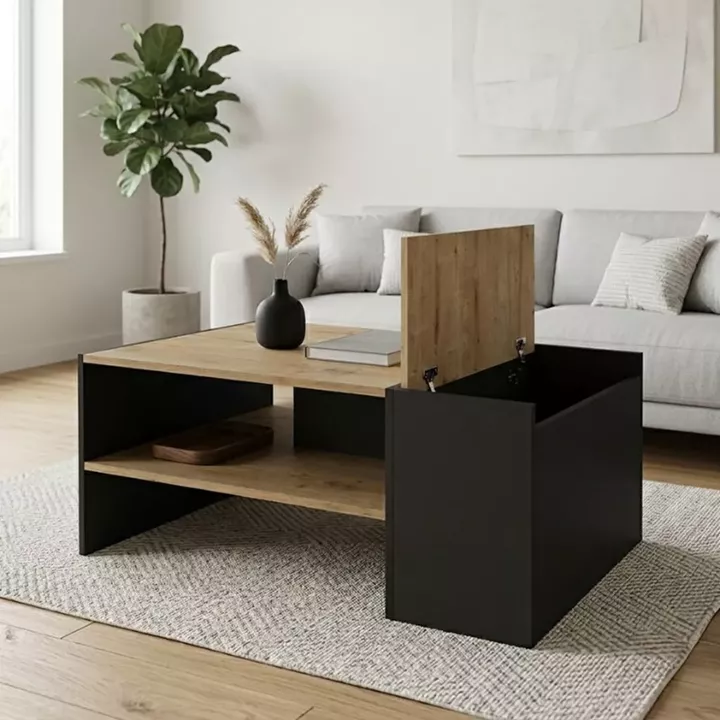 Τραπεζάκι σαλονιού Izia Megapap χρώμα sapphire oak - ανθρακί 110x60x45εκ.