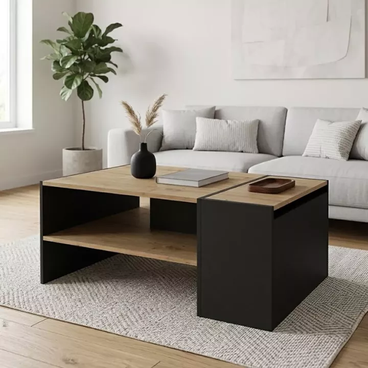 Τραπεζάκι σαλονιού Izia Megapap χρώμα sapphire oak - ανθρακί 110x60x45εκ.