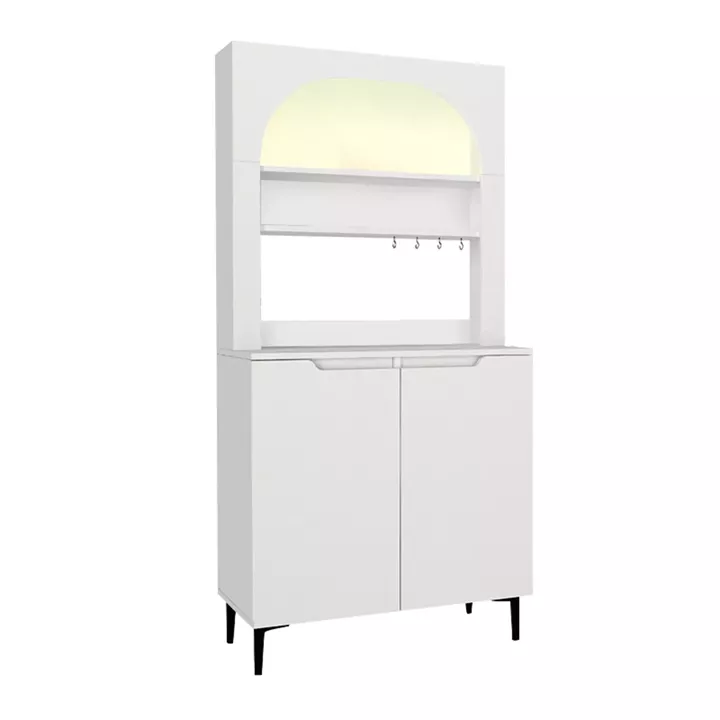 Έπιπλο κουζίνας με LED Melinta 2 Megapap χρώμα λευκό 90x40x181,8εκ.